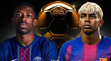 Lamine Yamal Barcelona dan Ousmane Dembélé PSG bersaing Ballon d’Or 2025.