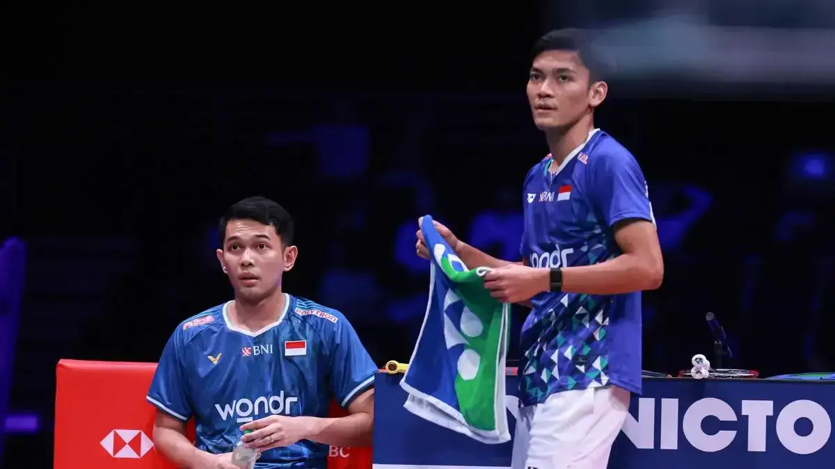 Fajar Alfian/Muhammad Shohibul Fikri tampil di Denmark Open 2025. (Dok. PP PBSI)